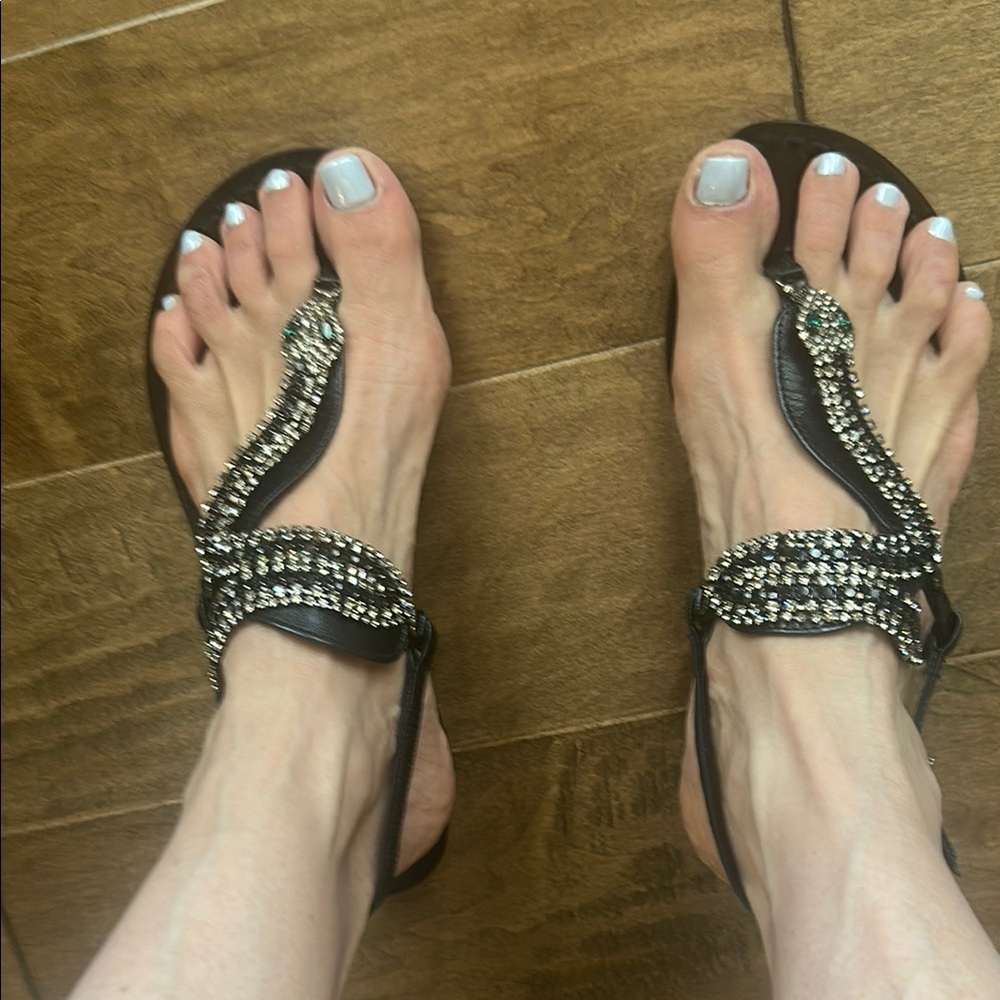Elegant Black Beaded Sandals